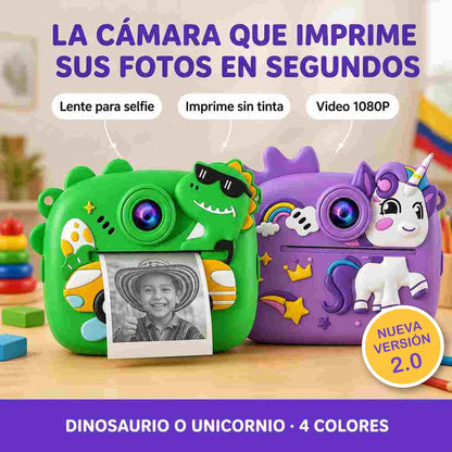 Cámara Digital para Niños 2.0 con Carga USB + Dos Lentes e Impresión Instantánea