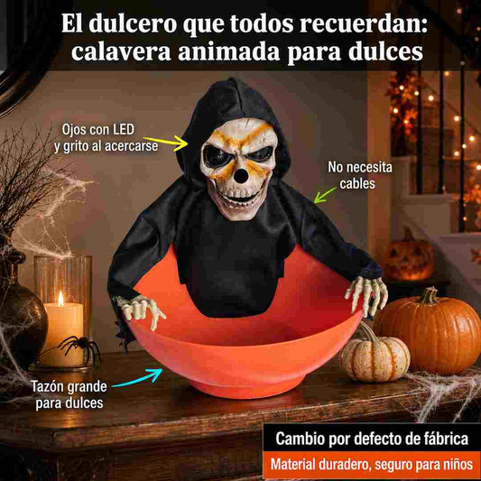 Dulcero Calavera Animada de Halloween - Se Activa con Movimiento