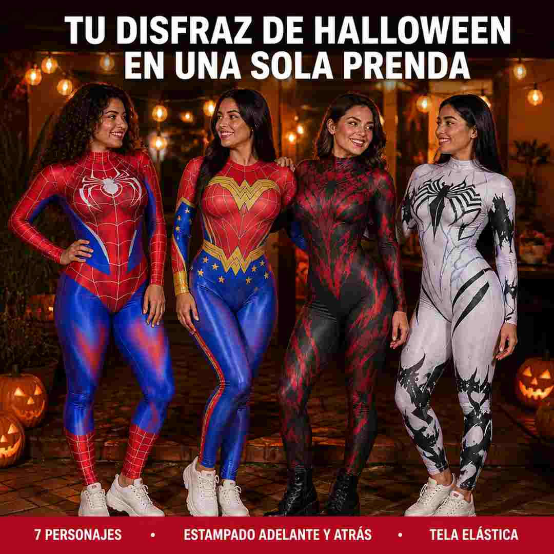 Disfraz Enterizo de Superheroína para Mujer - 7 Personajes - Envío Gratis