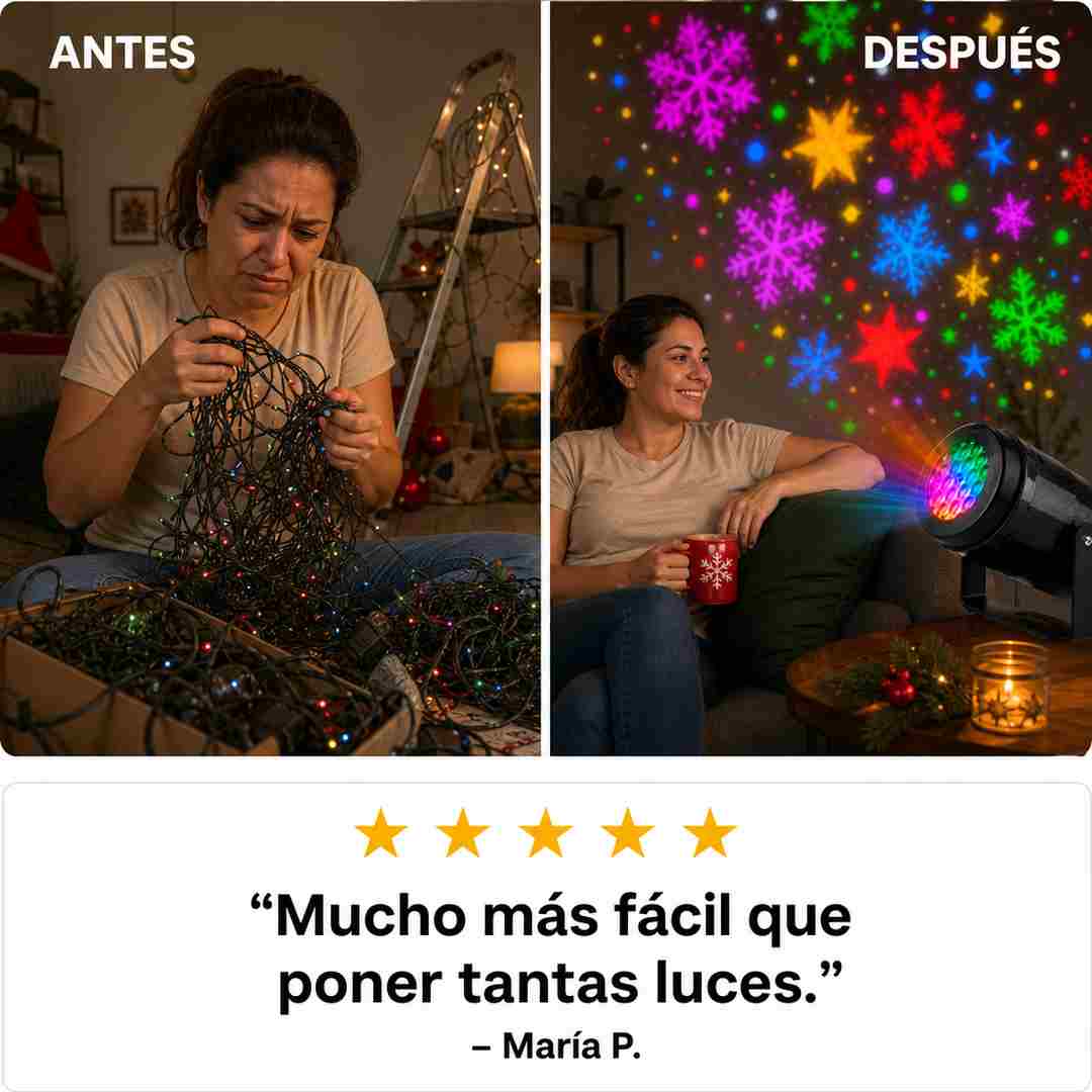Proyector Navideño LED Estrella y Copos - Decora Sin Enredos - Envio Gratis