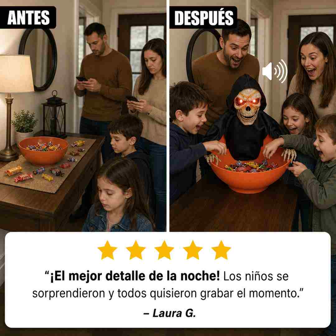 Dulcero Calavera Animada de Halloween - Se Activa con Movimiento