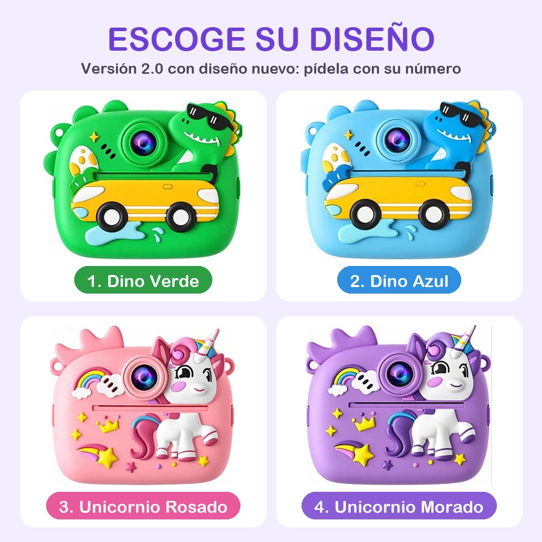 Cámara Digital para Niños 2.0 con Carga USB + Dos Lentes e Impresión Instantánea