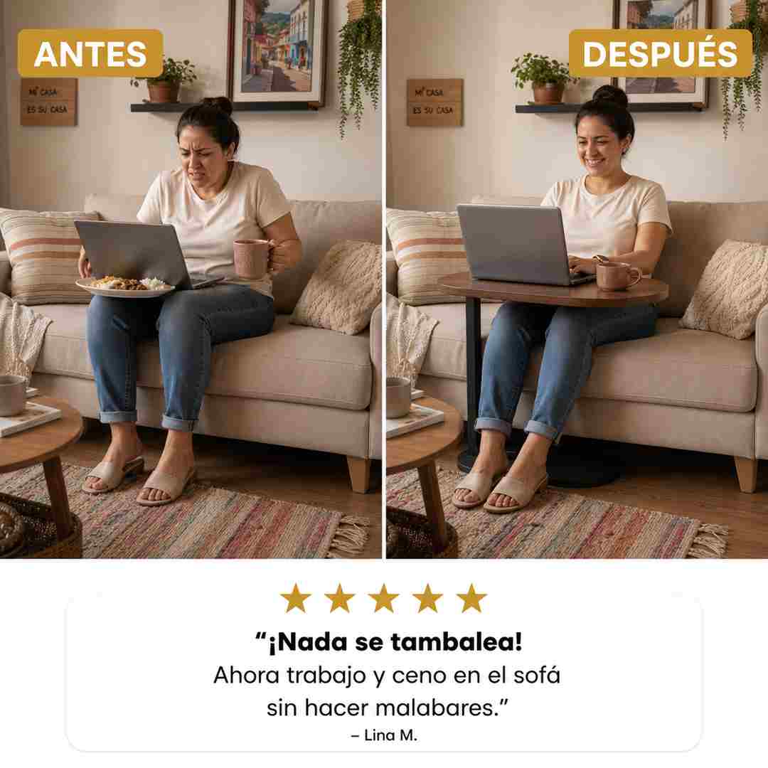 Mesa Auxiliar Ovalada en Forma de C - Todo a la Mano Desde el Sofá