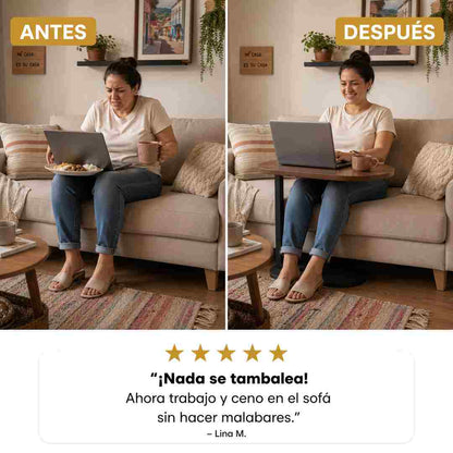 Mesa Auxiliar Ovalada en Forma de C - Todo a la Mano Desde el Sofá