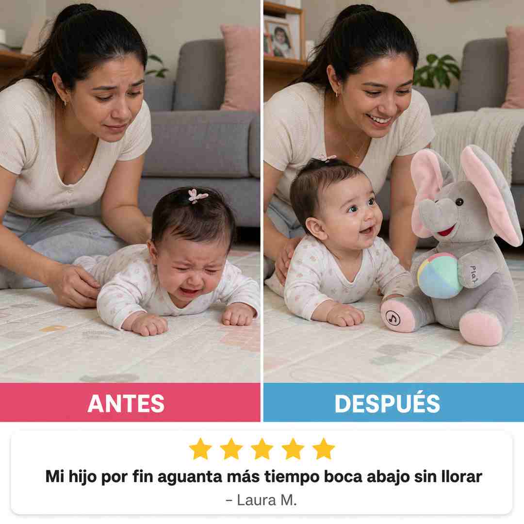 Elefante Interactivo que Habla y Mueve sus Orejitas - Tiempo Boca Abajo sin Llanto - Envío Gratis