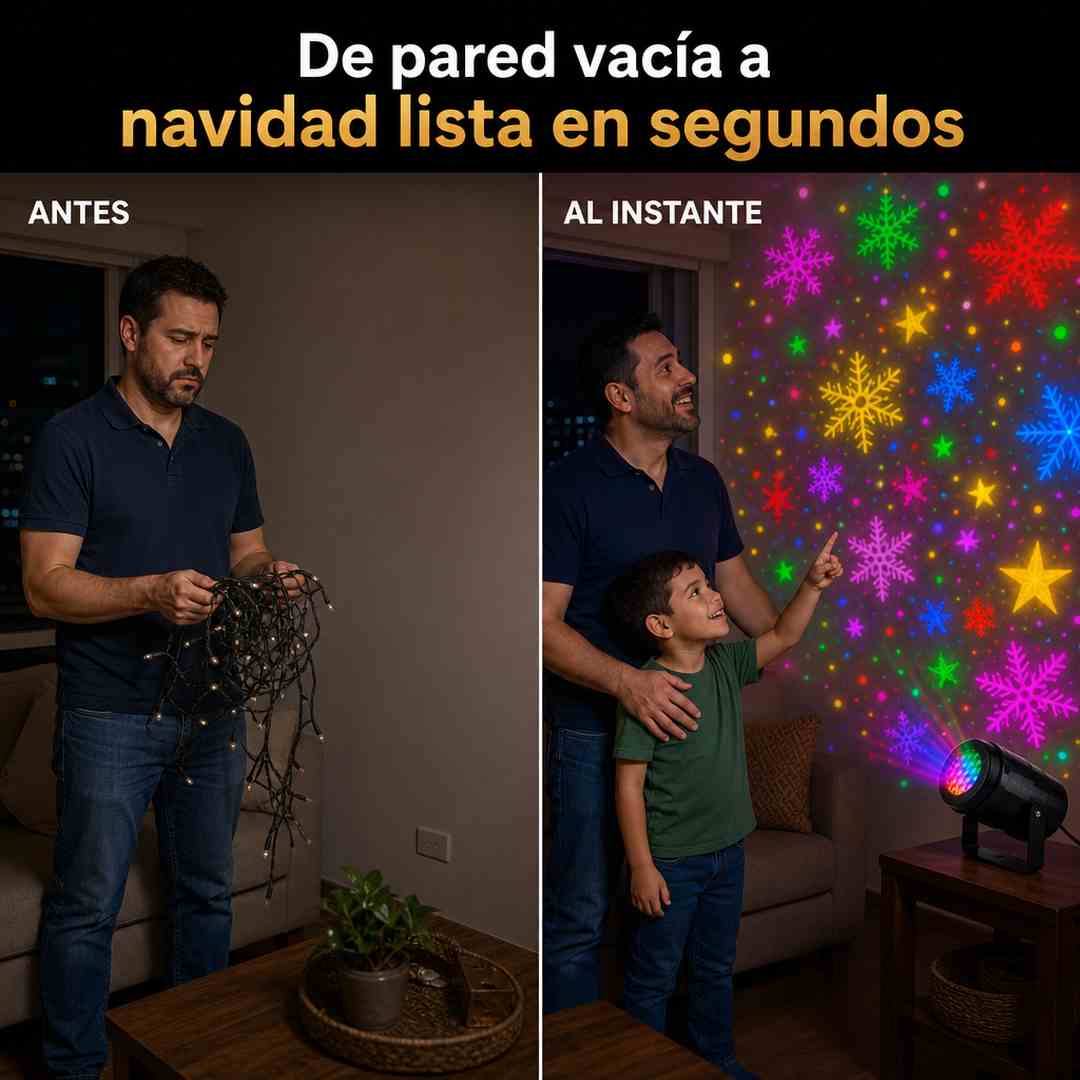 Proyector Navideño LED Estrella y Copos - Decora Sin Enredos - Envio Gratis