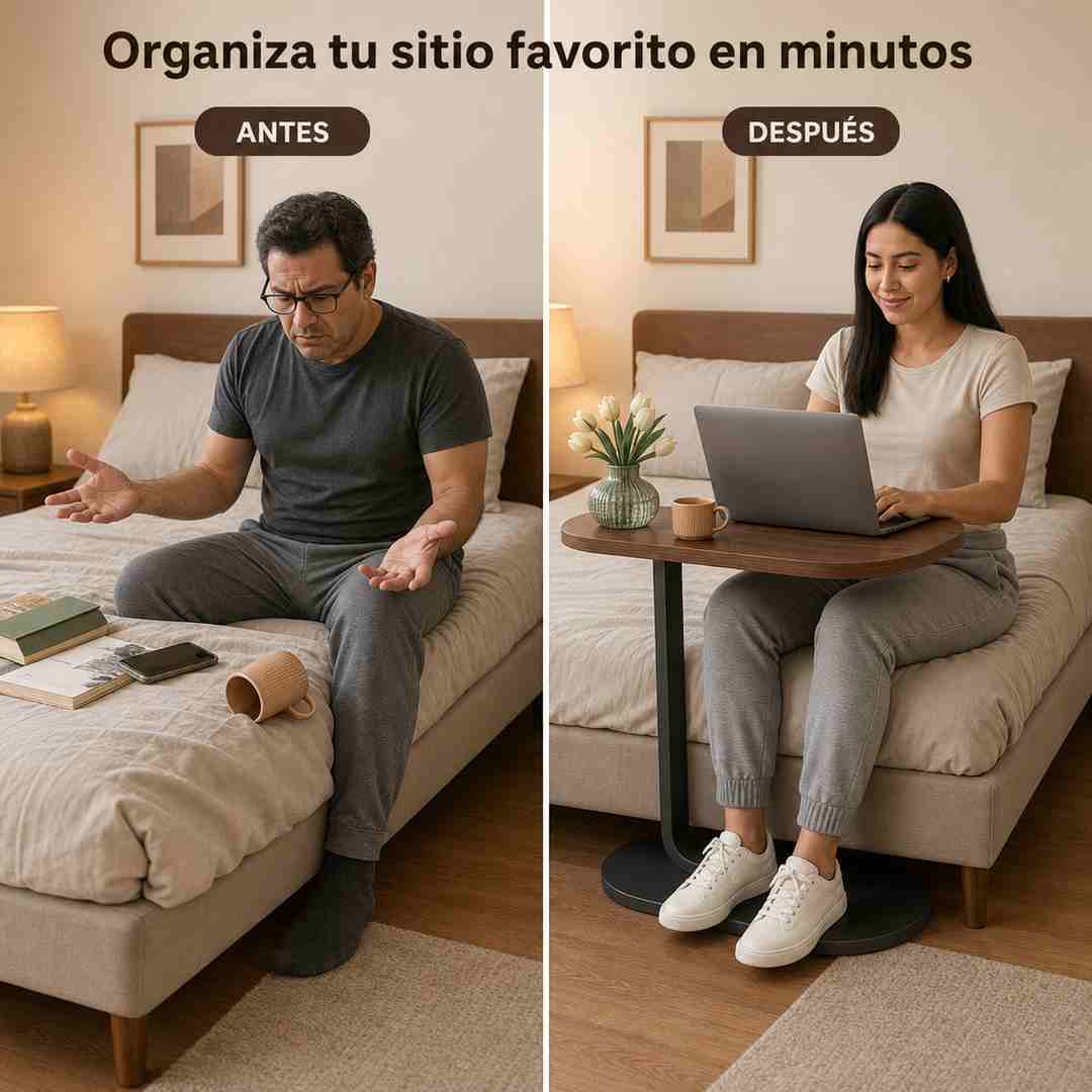 Mesa Auxiliar Ovalada en Forma de C - Todo a la Mano Desde el Sofá