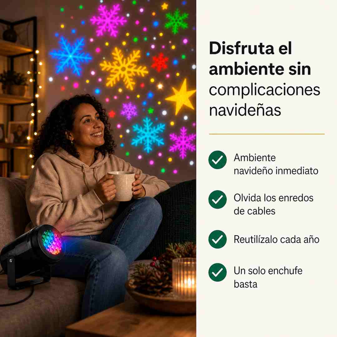 Proyector Navideño LED Estrella y Copos - Decora Sin Enredos - Envio Gratis
