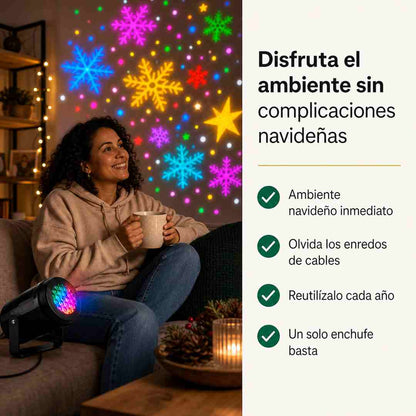 Proyector Navideño LED Estrella y Copos - Decora Sin Enredos - Envio Gratis