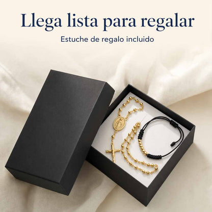 Camándula Virgen Milagrosa Oro Laminado 18K + Pulsera